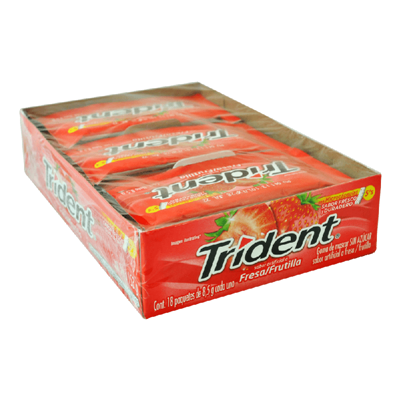 TRIDENT Chicles Fresa 8.5g CAJA X18